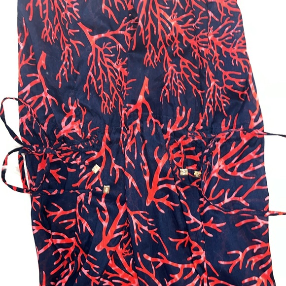 NWT Michael Kors 'Latana' Cotton Cover-Up Maxi Dress ~ in Navy and Coral Red - Picture 14 of 16